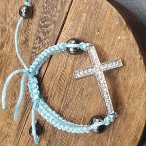 High end heavy duty crystal cross paracord  bracelet B1916